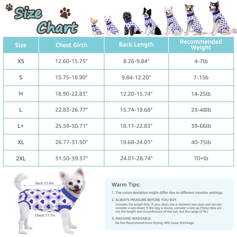 Recovery Suit for Dogs, Dog Recovery Suit Male Female Post Spay, Neuter, Abdominal Surgery Recovery Suit with an Inner Layer Pocket, Prevent Licking Soft Breathable Cotton, Blue, S - PawsPlanet Australia
