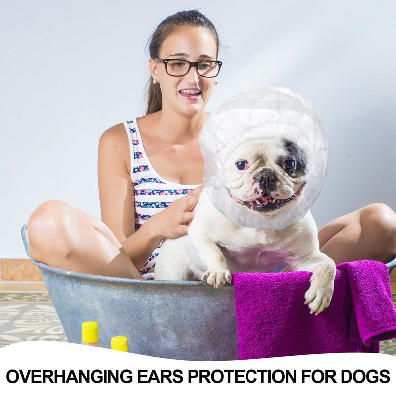 Weewooday 32 Pieces Disposable Pet Shower Caps Plastic Dog Ear Covers for Bathing Dogs Ear Drops Cap Guard Transparent Overhanging Ears Protection for Puppy Kitten Small Pets Bath Shower Rain Water - PawsPlanet Australia