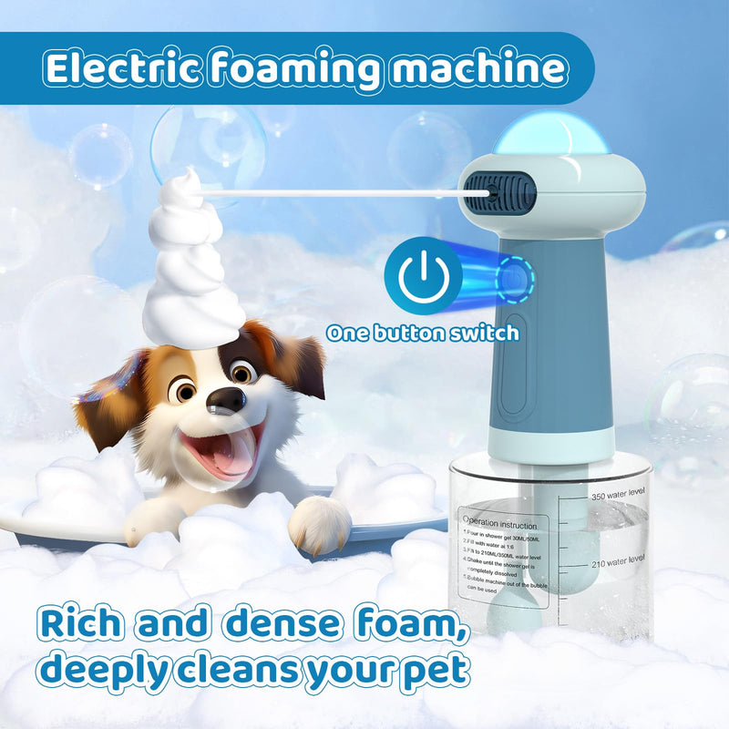 Electric Dog Shampoo Dispenser,IPX7 Cat Shampoo Sprayer,Pet Bath Supplies Automatic Foaming Shampoo Dispenser for Dog Deep Cleaing,Kitchen Sink，Bathroom Blue - PawsPlanet Australia