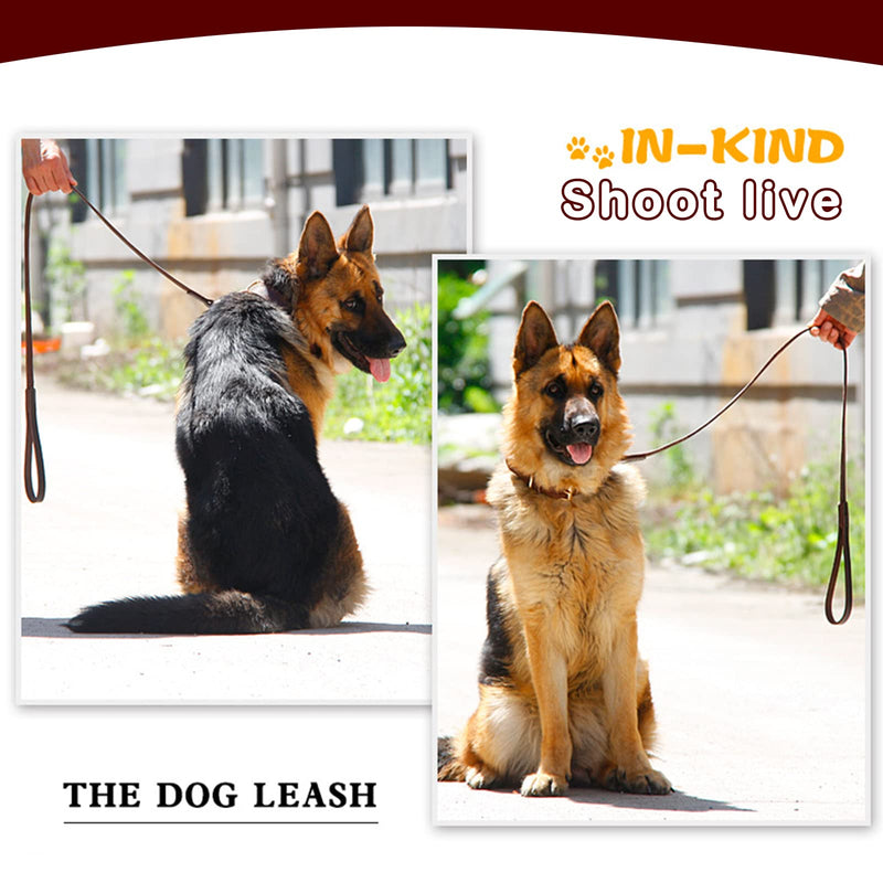 Leather Dog Leash, Durable Braided Dog Training Leash, Strong Heavy Duty Leather Leashes, Soft and Comfortable Genuine Dog Leashes for Large Medium Small Dogs (5FT*2/5", Brown) 5FT*2/5" - PawsPlanet Australia