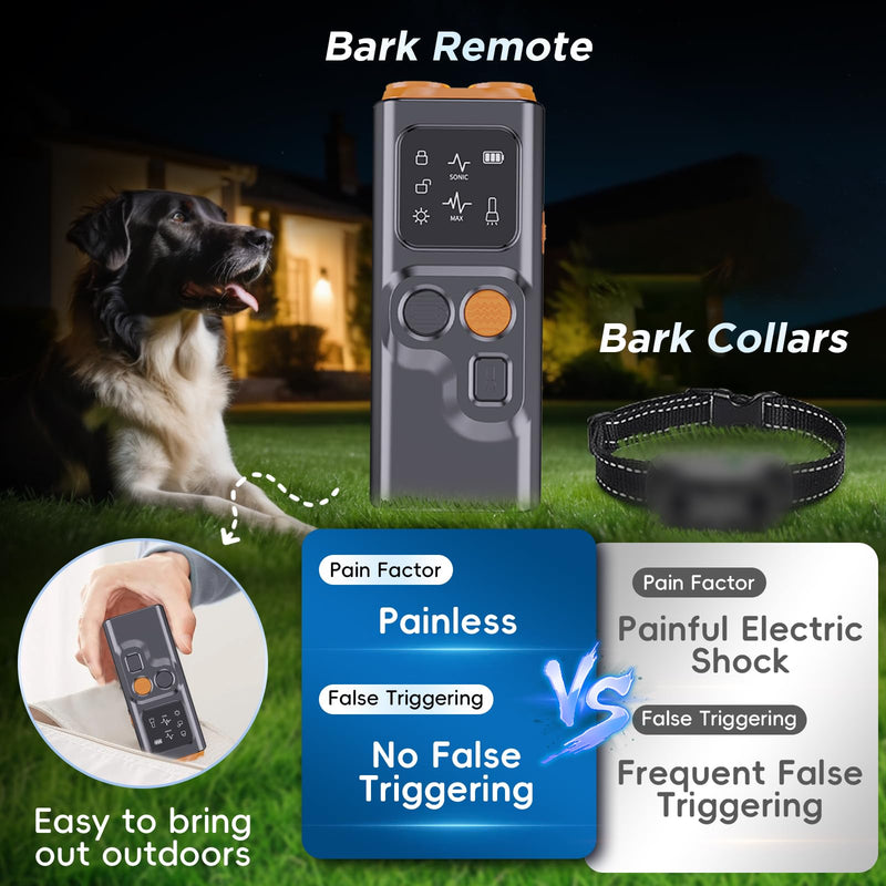 Dog Bark Deterrent Devices, Anti Barking Device for Dogs Barking Silencer Dog Whistle Up to 50ft Stops Bad Behavior Dog Training Tool, 3 Modes & LED Light Ultrasonic Dog Trainer Dog Shock Bark Collar black-orange - PawsPlanet Australia