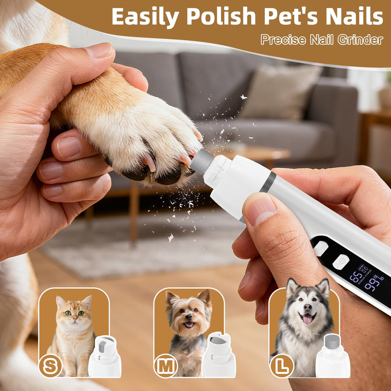 ETACCU 4 in 1 Dog Clippers Grooming Kit with LED Display Dog Clippers & Paw Trimmer Low Noise Cordless Pet Shaver Trimmer Nail Grinder for Dogs and Cats