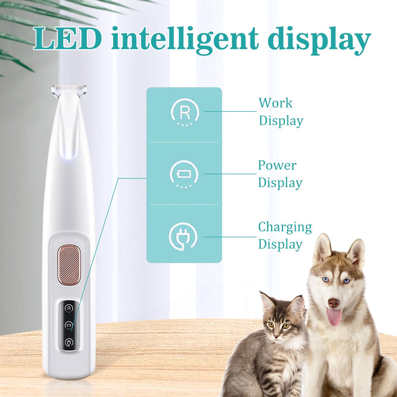 Dog Paw Trimmer,Paw Trimmer for Dogs,Upgraded 18mm-Blade Electric Dog Clippers for Groomming with Led Display,Rechargeable Hair Shaver for Paws, Ears, Face, Rump and Eyes
