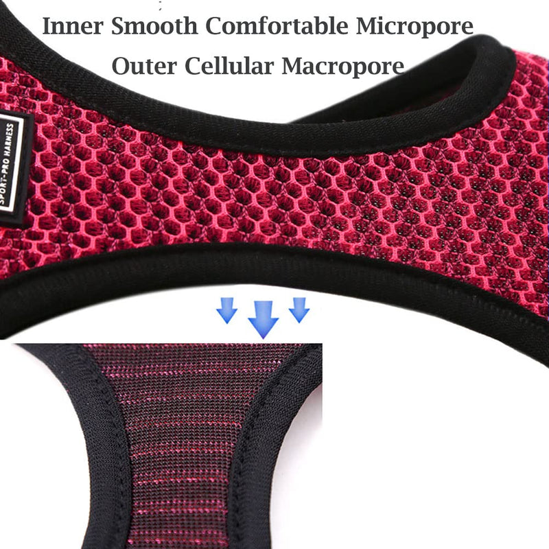 Dog Harness and Leash Set for Walking, Breathable Lightweight Soft Mesh Step-in Puppy Cat Dog Vest Harnesses, Reflective & Adjustable Harness Escape Proof for Small Medium Dogs Cats L (Chest 16.9"-19.3", Weight 11-15.4 lb) Red+Flat Leash - PawsPlanet Australia