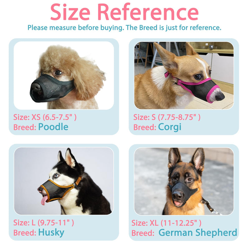 LUCKYPAW Dog Muzzle, Mesh Dog Muzzle for Large Medium Small Dogs, Soft Muzzles for Biting Chewing Fierce Barking, Breathable Muzzle with Adjustable Strap for Training (Black, L(Snout:9.75"-11")) Black L(Snout:9.75"-11") - PawsPlanet Australia