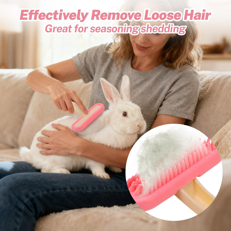 Bunny Brush, Soft Silicone Small Animal Brush, Short Hair Dog Brush - Removes Loose Fur, Detangles & Massages for Rabbits, Chinchillas, Kittens & Puppies During Shedding Season or Bath Time - PawsPlanet Australia