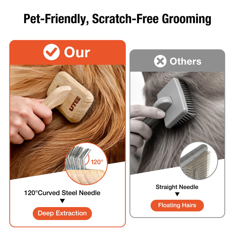 UTEE Slicker Brush for Dogs & Cats - Professional Pet Grooming Tool with 120° Angled Pins - Best for Goldendoodles, long-haired cats & Medium Breeds - Removes Mats, Tangles & Loose Fur