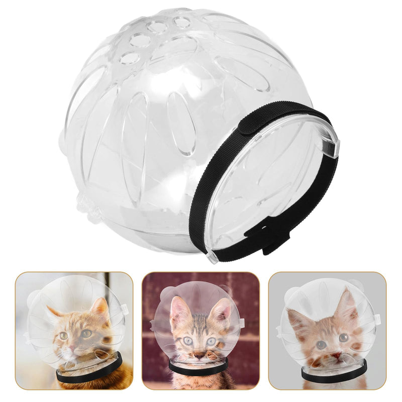 Breathable cat bladder helmet made of ABS. Large, round-shaped head protection with leg protection for cats after surgery. Wear-resistant and transparent.