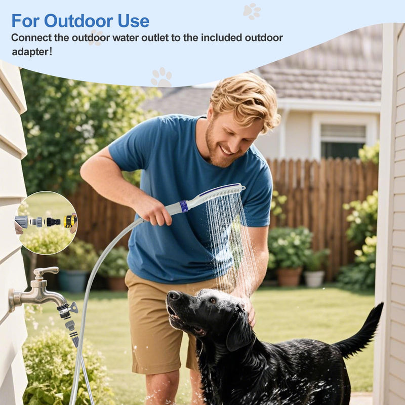 Dog Shower Attachment,Dog Shower With Brass Diverter,Pet Shower Attachment for 3 Spray Modes,8-Foot Hose With Indoor and Outdoor Adapters,for Bathing & Grooming Easy Dog/Cat Bathing and Cleaning - PawsPlanet Australia