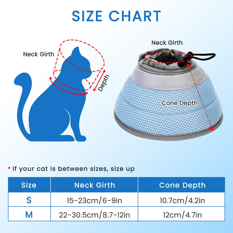 Cat Cone Collar Soft, Cat Recovery Collar Stop Licking After Surgery, Kitten Elizabethan Collar, Adjustable, Lightweight, Comfortable - Blue, S Small - PawsPlanet Australia