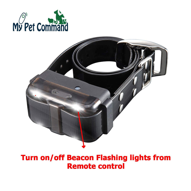 My Pet Command 1.25 Mile (6600 Ft) Dog Training Extra Collar Safe Dog Shock Collar Shock, Vibrate, Tone and Flashing Beacon Lights Waterproof Rechargeable Dog Hunting add Up to 3 Collars Extra Collar Only - PawsPlanet Australia