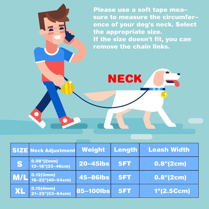 Prong Collar for Dogs,Dog Training Collar with One Professional Training Leash,Adjustable Pinch Collar with Quick Release Metal Buckle, No Pull Choke Collar for Small Medium Large Dogs（Silver, M/L） M/L (Neck：16″-22″，3mm ) - PawsPlanet Australia