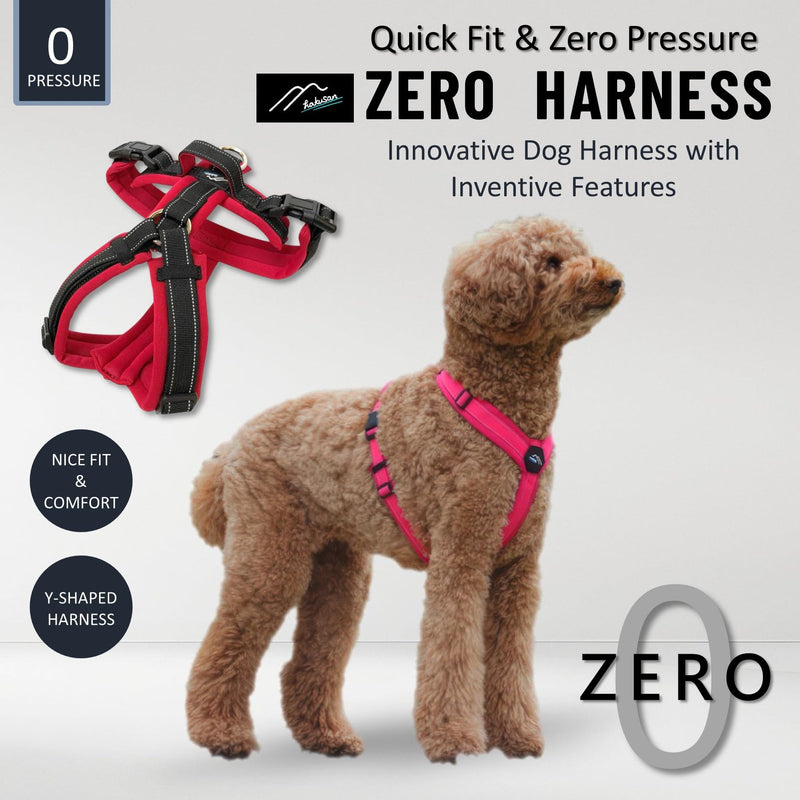 [白山:Hakusan] Zero Dog Harness Denim Type, Safe - No chocking/Hard to Disconnect, Great fit - Easy Put on and Off/Adjustable, Reflector, XS - Small & Medium Dog, Two-Tone Hot Pink × Denim Hot Pink×Denim - PawsPlanet Australia