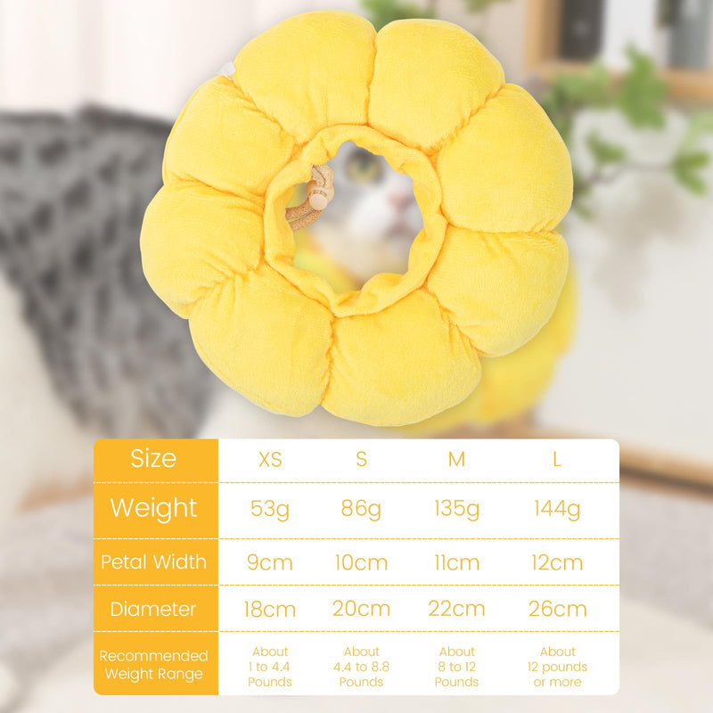 Cat Collar, Cat Collar, Elizabethan Collar for Cats, Soft Adjustable Collar for Pet Recovery, Protection from Licking and Scratching After Surgery (Yellow, M) yellow