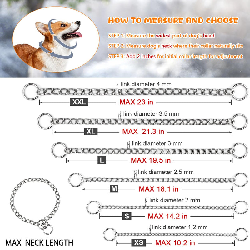 TagME Chain Choke Training Collar for Dogs, 14.2 in, 2.0 mm PUPPY SMALL (14.2 in x 2 mm) - PawsPlanet Australia