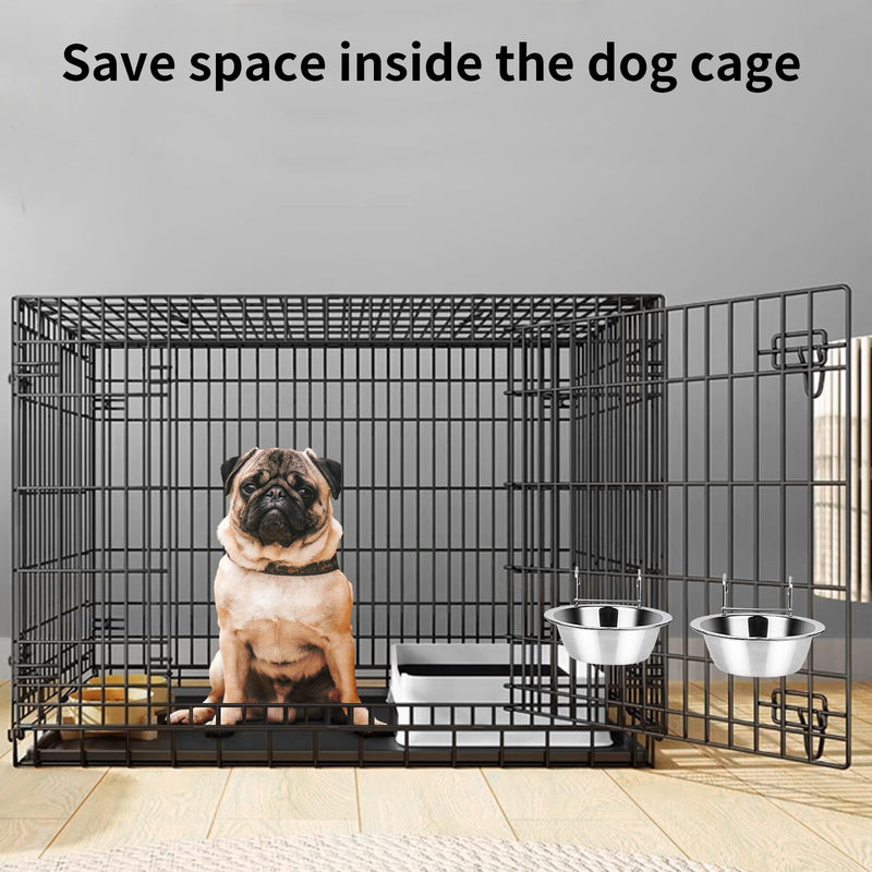 2PCS Hanging Dog Bowls for Kennel Outside or Inside, 8oz Stainless Steel Dog Crate Water Bowl No Spill, Dog feeder Food holder Puppy Bowls for Small Dog Crate,Dog Cage Dog Kennel Accessories - PawsPlanet Australia