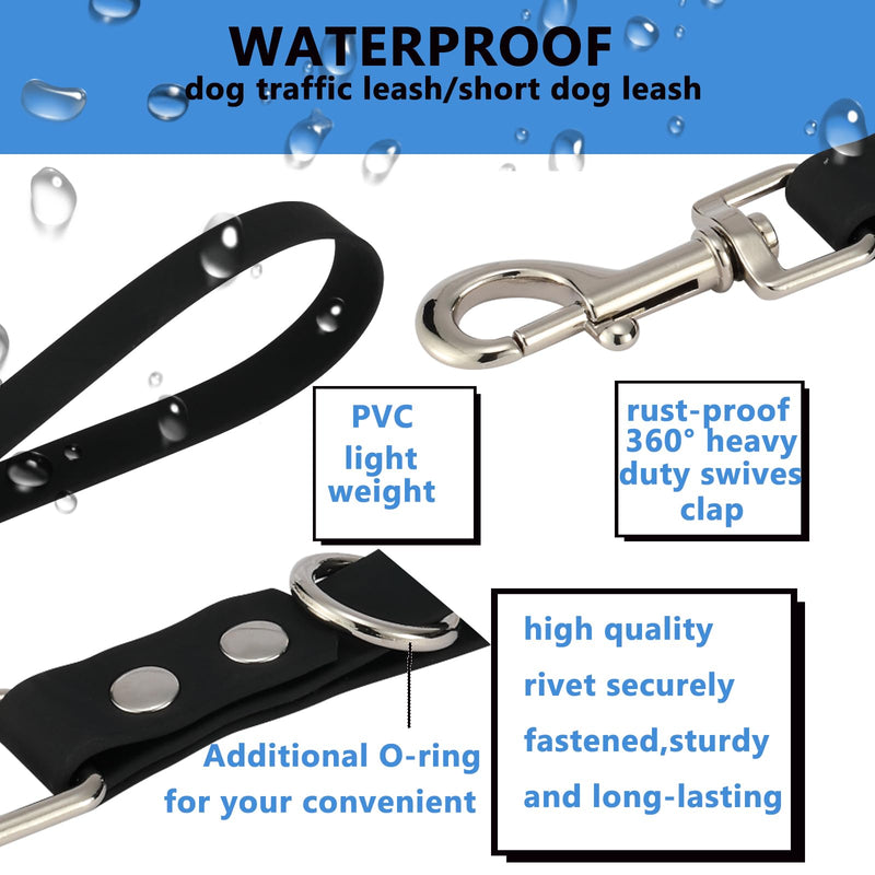 Short Dog Leash - 9 Inch Dog Leash Heavy Duty Traffic Leash for Dogs Short Leash for Dog Training Control, Waterproof PVC Dog Training Leashes Dog Grab Tab Dog Short Leash (Black, 9'') 9'' Black - PawsPlanet Australia
