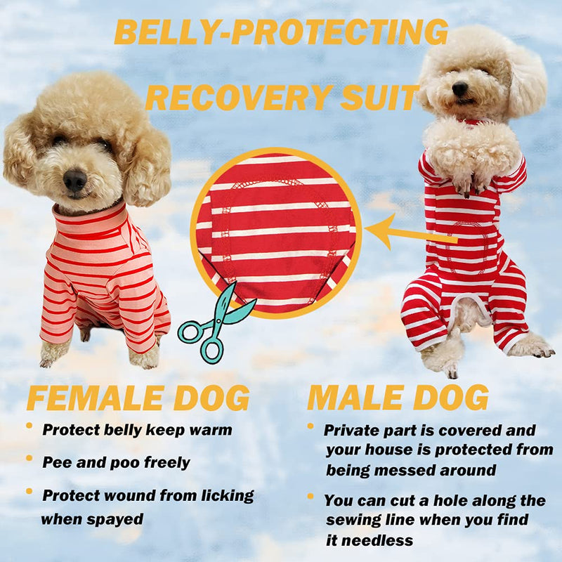 Dog’s Recovery Suit Post Surgery Shirt for Puppy, Full Coverage Dog's Bodysuit Wound Protective Surgical Clothes for Small and Medium Pets (Pink White Stripe-s) S pink white stripe - PawsPlanet Australia
