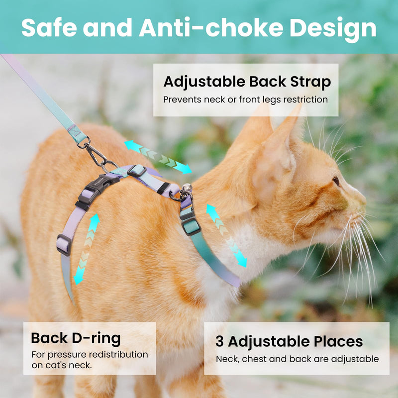 Cat Harness and Leash Set, Collars,Car Seat Belt [4 in 1 Detachable & Adjustable] Escape Proof Cat Harness, Comfortable Soft Lightweight, Walking Travel Kitten Harness for Small Medium Large Cats (M) M