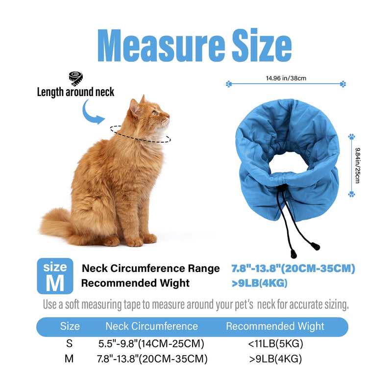 Cat Recovery Collar, Soft Adjustable Cone for Cats and Kittens, Lightweight Waterproof Elizabethan Collar for After-Surgery Care, Prevent Licking and Scratching, Neck Protector for Pets（Lake Blue,M） Lake Blue M - PawsPlanet Australia