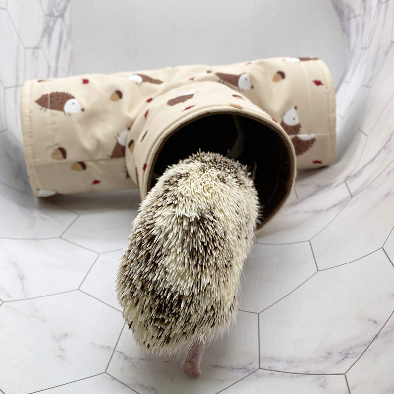 3-Way Small Animal Tunnel Collapsible Pet Play Toy Tunnel Tube for Dwarf Rabbit Hamster Guinea Pig Toys Chinchilla Sugar Glider Hedgehog Hideout Cave Beige - PawsPlanet Australia