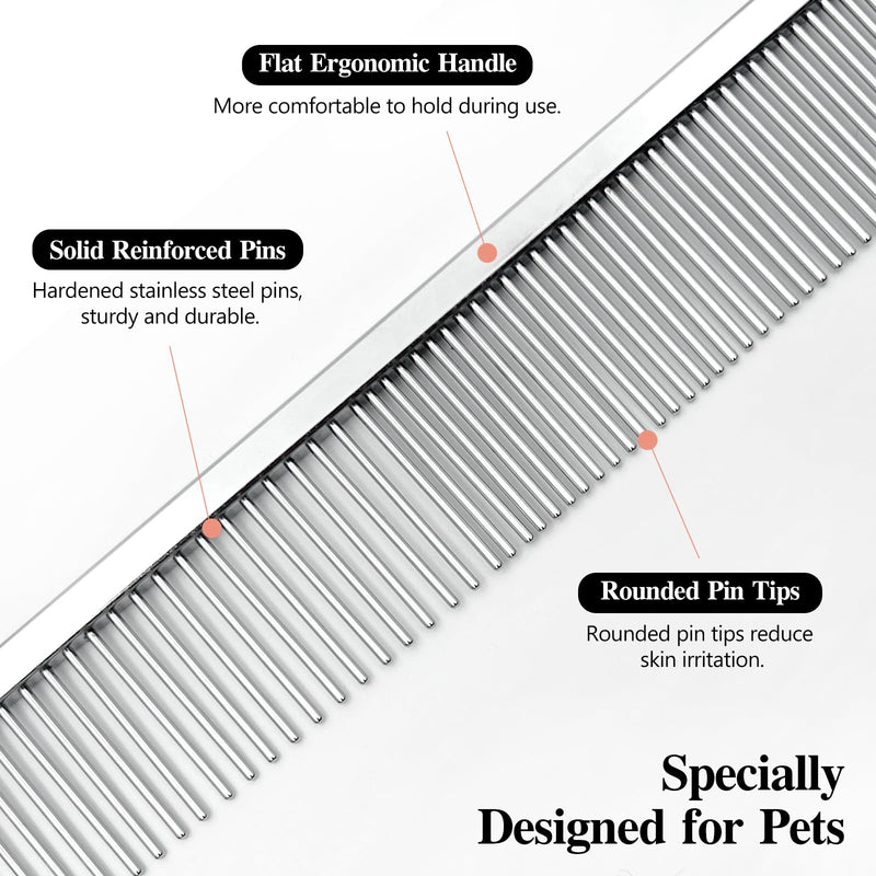 Professional Dual-Sided Fine & Coarse PET Grooming Comb with Antistatic Brass Handle and Rounded Teeth