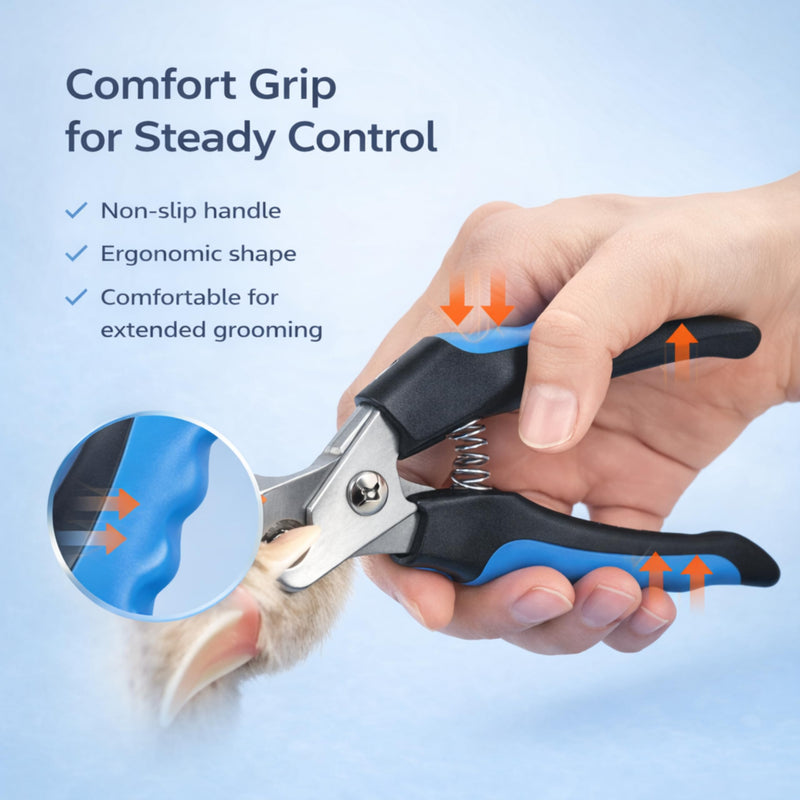 Dog & Cat Nail Clippers & Trimmers - Extra Sharp Dog Clippers with Stainless Steel Blades & Safety Guard to Avoid Overcutting - Ergonomic Cat Nail Clippers with Non-Slip Grip & Lock Feature Blue - PawsPlanet Australia