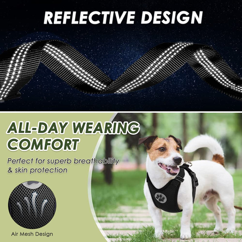 SlowTon Dog Seat Belt Harness for Car, Dog Car Harness Adjustable Mesh Breathable & Dog Seatbelt Safety Tether with Elastic Bungee for Small Medium Large Pets(Black, Double Clip, M) A-Black - PawsPlanet Australia