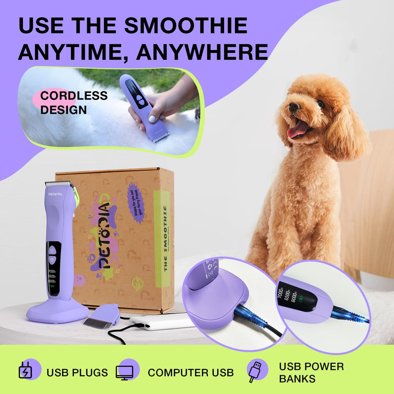 etopia Professional Dog Clippers for Grooming, Low Noise Electric Quiet Dog Grooming Kit, Rechargeable Cordless Dog Shaver Clippers, with 9mm Blade for Dogs Cats Pets