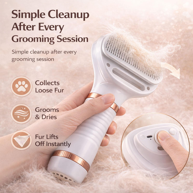 All-in-One Steam Pet Grooming Brush for Dogs & Cats, Soft Brushing with Drying & Deshedding, Calm Home Grooming Tool for Daily Use - PawsPlanet Australia
