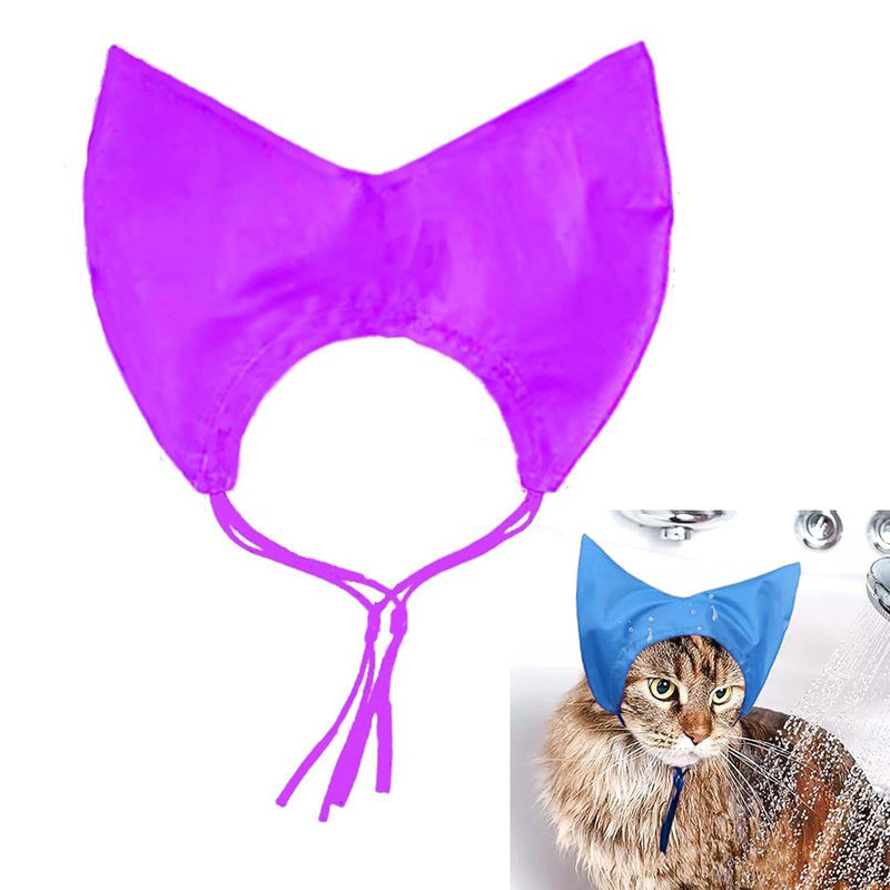 Ear-protecting cat bathing hat, waterproof shower hat for home care, shower caps, bathing accessories, bathing accessories Purple