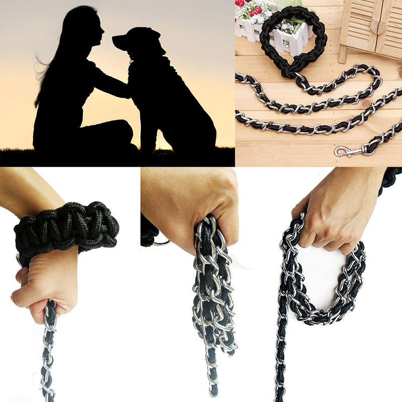 Dog Leash Metal Leashes Chain Rope with Pet Collar Training Walking Leads Heavy Duty Anti Bite 360 Hook for Medium and Large Dogs (X-Large) X-Large - PawsPlanet Australia