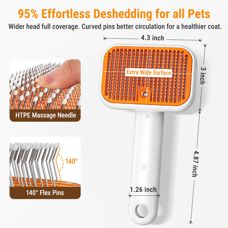 3-in-1 Pet Grooming Brush with Cool Mist & Self-Cleaning - Rechargeable Deshedding Tool for Dogs Cats, Extra Wide Comb, Water Window, Safe for All Coats