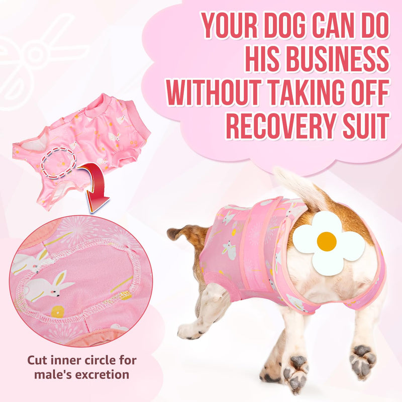 Lukovee Recovery Suit for Dogs, Zipper On Recovery Suit for Female Male Dog, Onesie Abdominal Wounds Cone E-Collar Alternative Prevent Licking Spay Recovery Suit (M, 2PI) A-Pink Medium