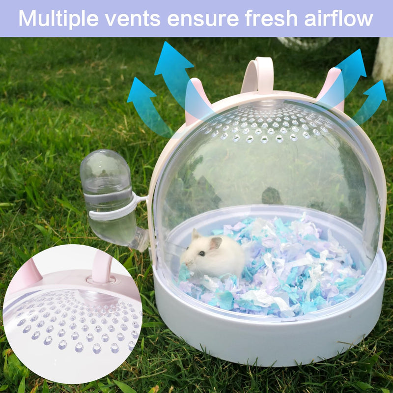 Hamster Carrier Cage, Portable Small Pet Carrier Cage with Pink Little Devil Design & Drinking Bottle Accessories for Dwarf Hamster, Guinea Pig, Chinchilla, Gerbils, Mouse, Hedgehog, Travel Friendly - PawsPlanet Australia