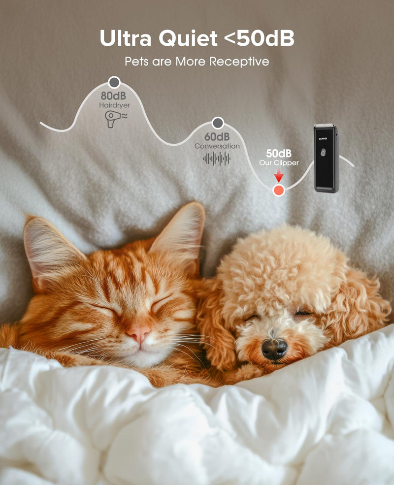 Pet Clippers for Dog Hair Grooming Low Noise, Rechargeable Cordless Cat Shaver with Ceramic Blade,Portable Pet Hair Trimmer for Matted & Long Hair Black - PawsPlanet Australia