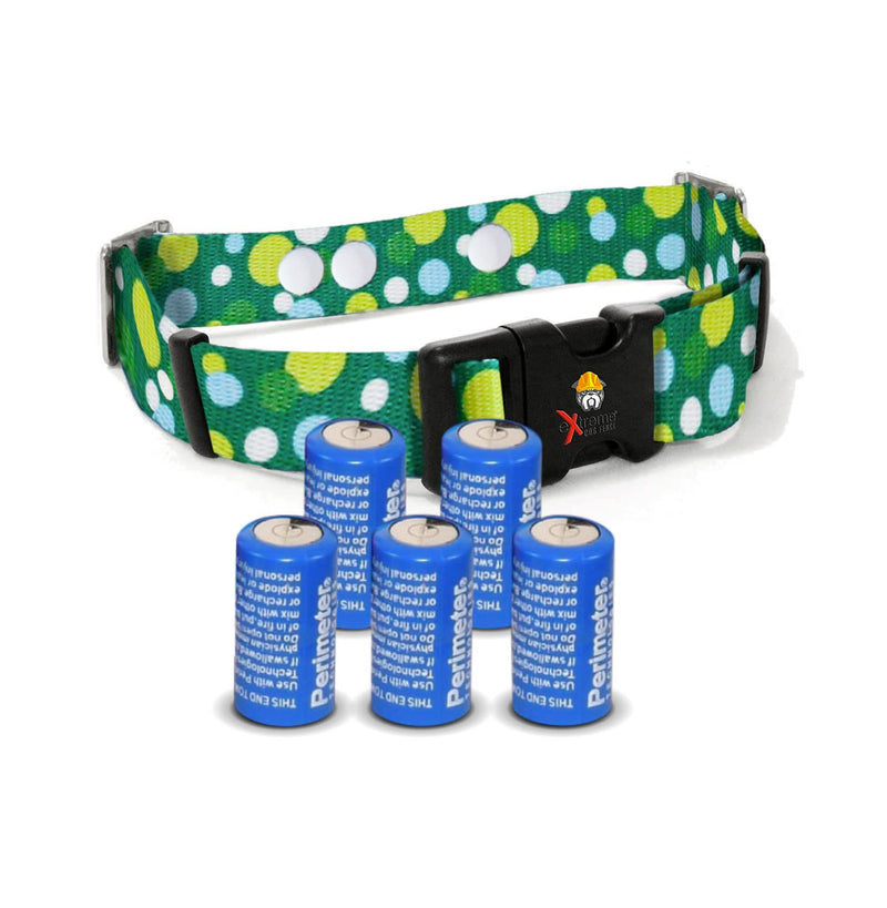 Large Green Mint Replacement Containment and Training Dog Collar Strap with 5-Pack of 6v Batteries - Compatible w/Extreme Dog Fence (EDF), Perimeter Receiver Collars, and More (Bundle 2)