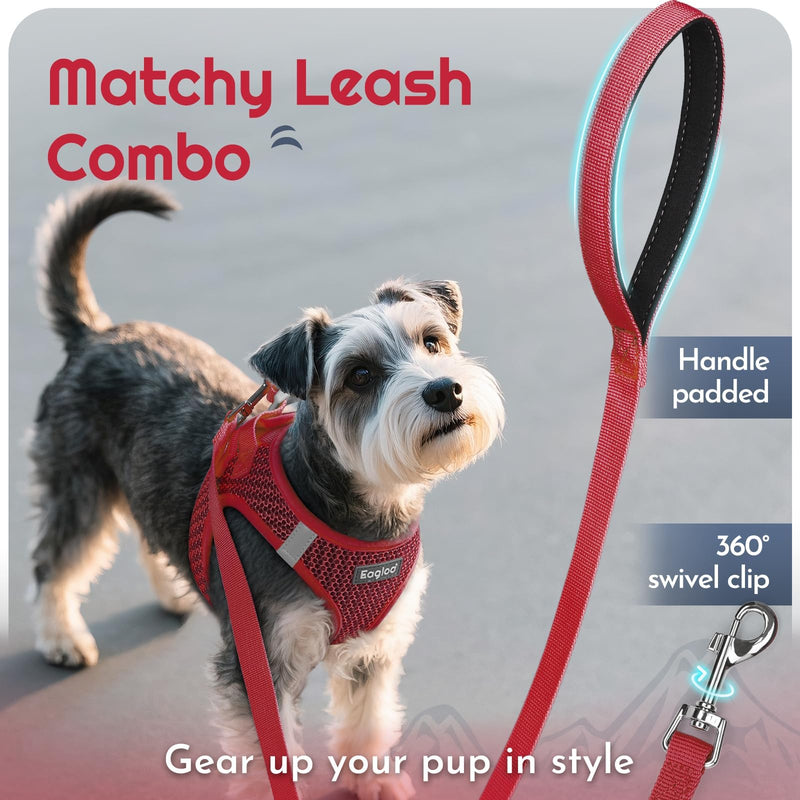 Eagloo Small Dog Harness and Leash Set, Step in Puppy Vest with Breathable Soft Mesh, Walking Reflective Pet Harness for Small Dogs, Red, XS XS(Chest:13.3"-15.5") - PawsPlanet Australia