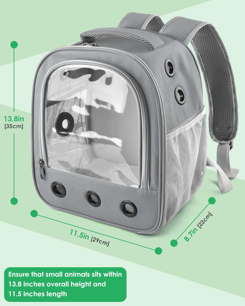 Guinea Pig Carrier Backpack, Portable Small Pet Travel Carriers with Water Bottle Holder & Detachable Pad, Outgoing Carring Bag for Bearded Dragon Bunny Sugar Chinchilla Gerbil Hamster Bird Light Gray - PawsPlanet Australia
