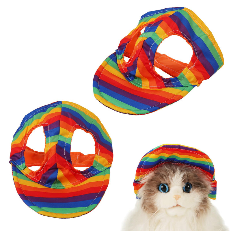 Dog Sun Hat with Ear Holes, Rainbow Dog Baseball Cap Adjustable Pet Visor for Summer Breathable All Season Outdoor Protection Gear for Small Medium Large Cat Puppy (S) S - PawsPlanet Australia