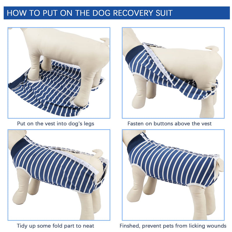 Dog Recovery Suit, Cat Bodysuit for Abdominal Wounds, Recovery Shirt for Male and Female Pets, Surgical Suit, Post Surgery, Anti Leak Dog Onesie, Replacement for E-Collar and medium 2-blue