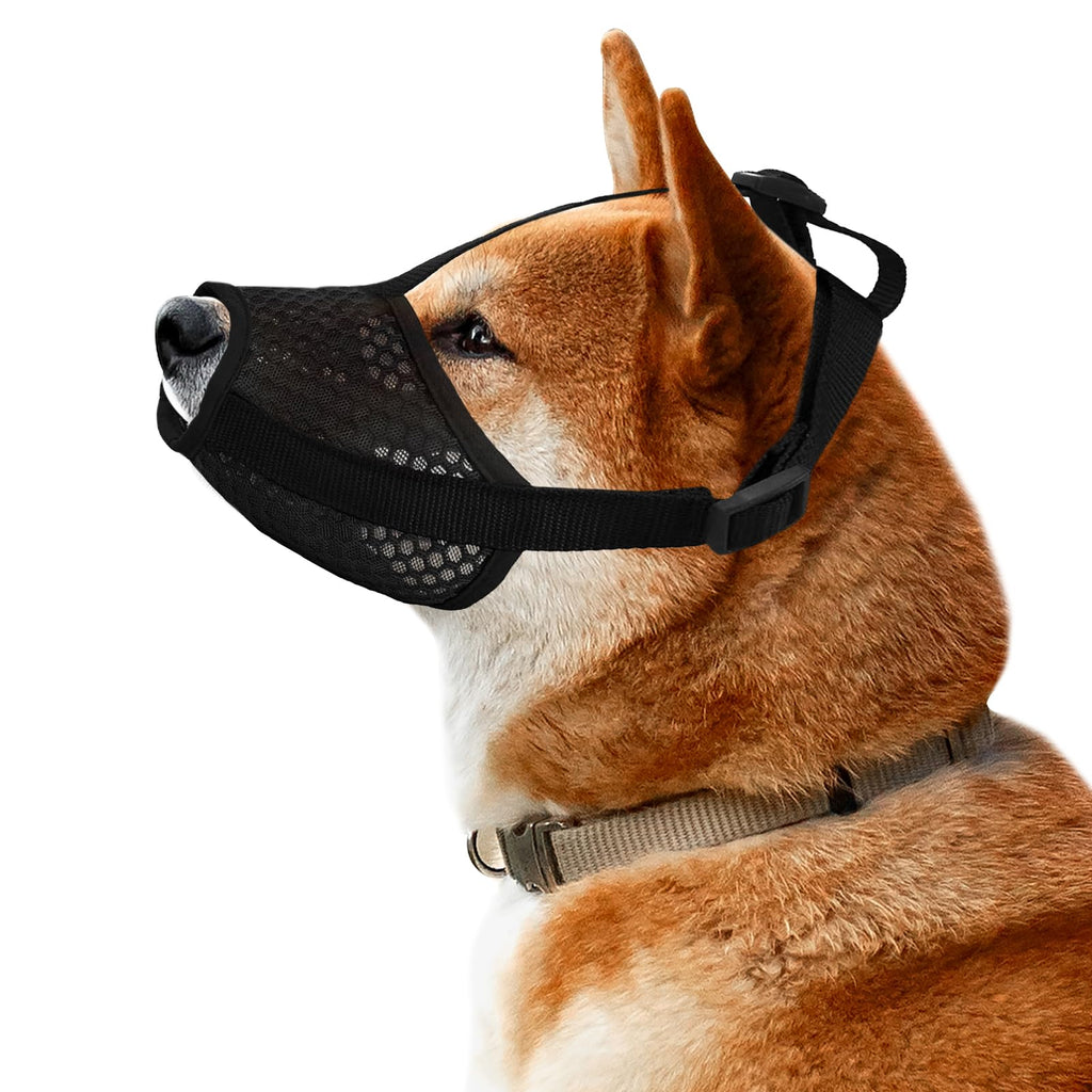 Dog Muzzle, Mesh Dog Muzzles for Medium to Large Breeds, Breathable Dog MouthGuard for Biting, Adjustable Strap, Black - PawsPlanet Australia