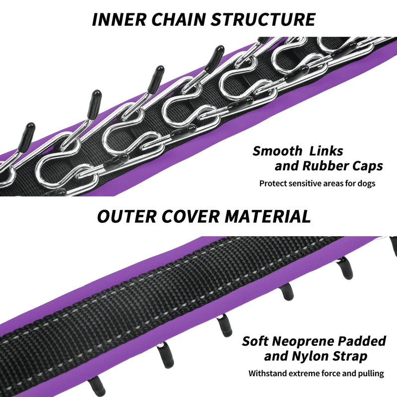 Martingale No Pull Dog Collar - Heavy Duty Nylon with Buckle, Adjustable Anti Pull Reflective Slip for Large Medium Small Dog Training Walking M Purple M (15"-23" Neck, 1.5" Wide) Black Purple - PawsPlanet Australia