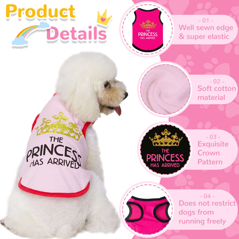 3 Pack Dog Shirts for Small Dogs Dog Outfits Dog Tshirt Cotton Sleeveles Small Dog Clothes for Girl Chihuahua French Bulldog Dachshund Clothes The Printed Prince Pink,Red,Black, M Medium （ suggest chest less than15'') princess - PawsPlanet Australia