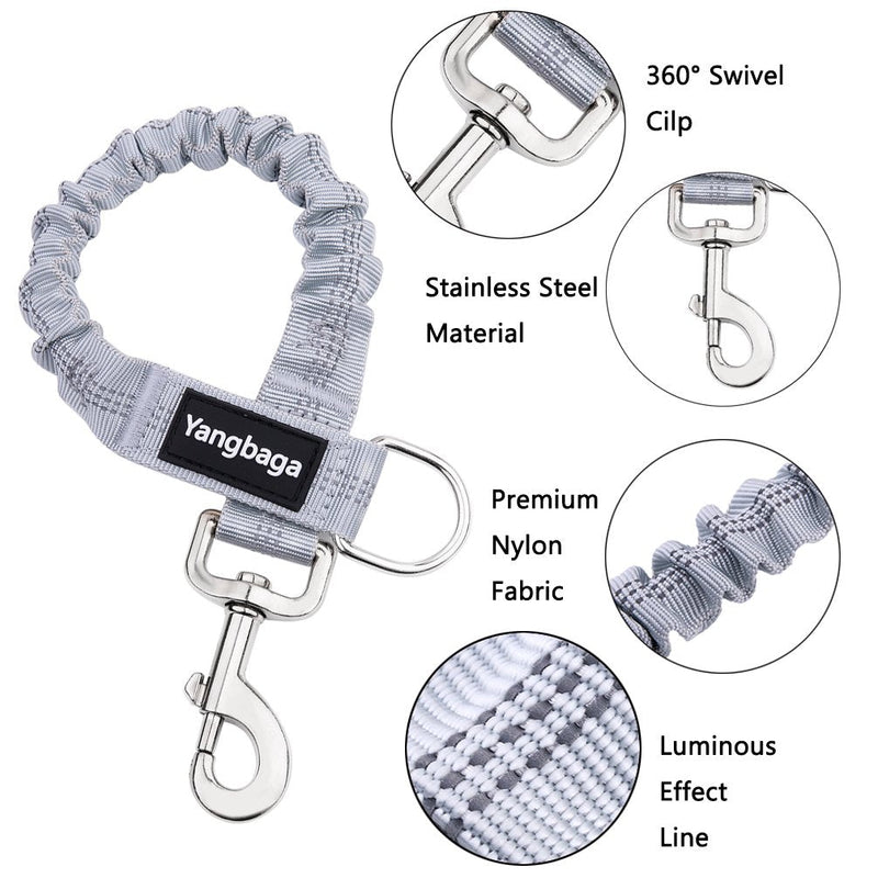 Yangbaga Dog Leash Extender, Shock Absorber Bungee Leash Attachment, Durable Nylon Dog Tie Out Extension with Stainless Steel Swivel Clips Grey for dogs 20lbs < 60lbs - PawsPlanet Australia