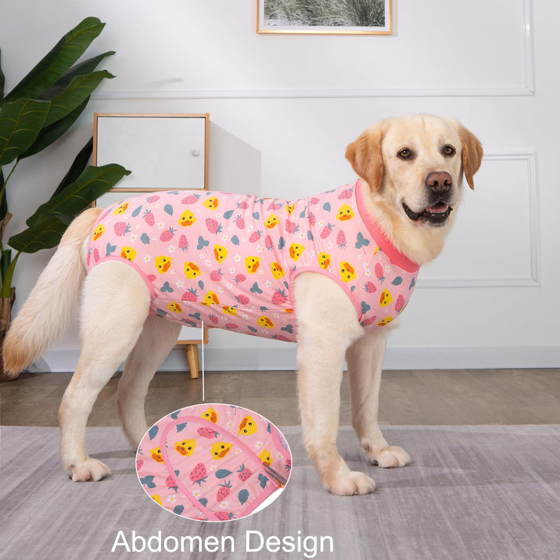 Recovery Suit for Dogs After Surgery, Large Medium Dog Recovery Onesie Surgical Suit for Prevent Licking Cone Alternative, Soft Cotton Covers Wound Body Suit for Male Female Dogs(7XL,Duck Pink) 7X-Large (Pack of 1) Duck Pink