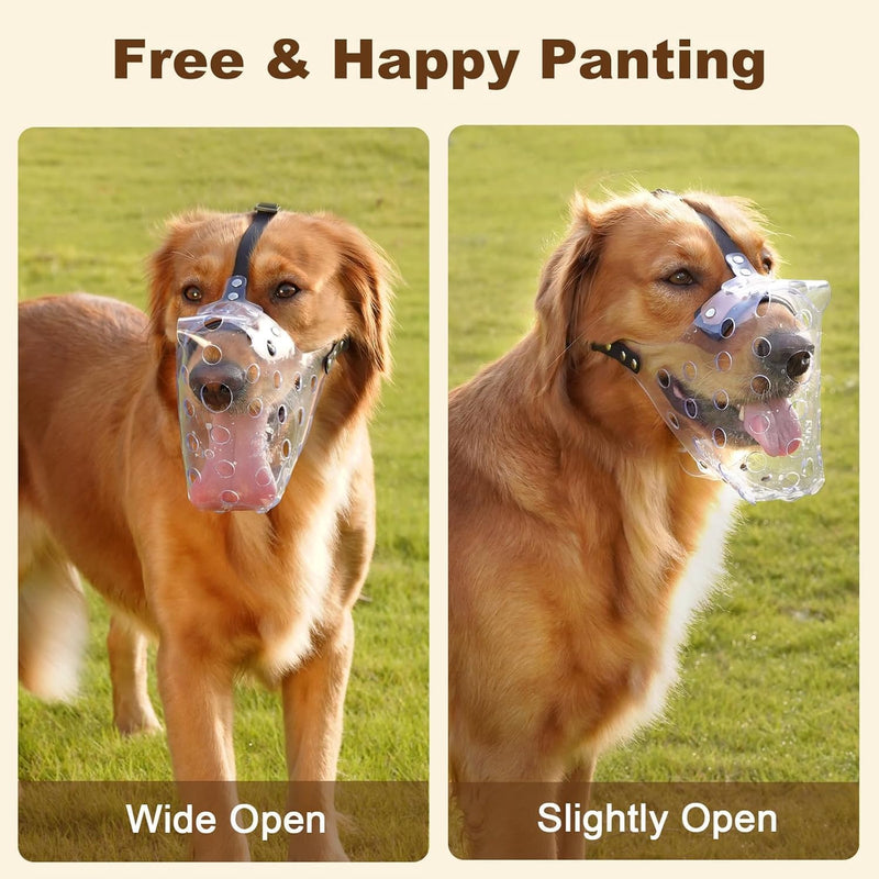 Mayerzon Dog Muzzle, Basket Muzzle for Large Medium Small Dogs, Humane Cage Mouth Guard to Prevent Biting Chewing Eating, Breathable Muzzle for Grooming Training Walking Vet Visits (XL, Clear) XL - PawsPlanet Australia