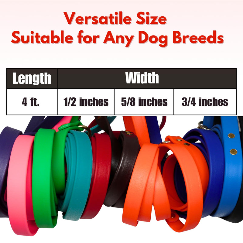 Gummy Dog Leash, Biothane, Dog Training Leash, Made in The USA, 4 Feet, Various Sizes & Colors (1/2, Brown) 1/2 - PawsPlanet Australia