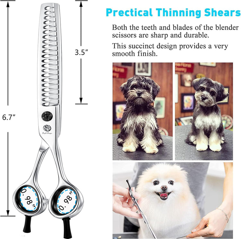 Purple Dragon 7 Inch Chunker Scissors for Dogs, Dog Thinning Scissors, Made of Japanese 440C Stainless Steel, Right Handed Dog Hair Scissors for Dog Groomers and Beginners - PawsPlanet Australia