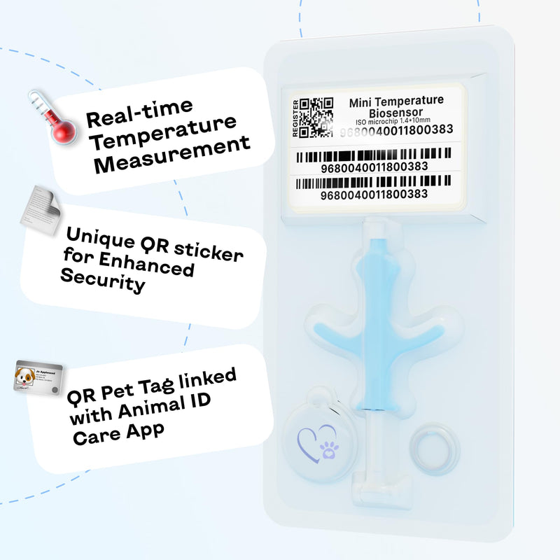 Pack of 1 - Microchip for Dogs, Cats with Temperature Biosensor Kit QR Pet ID Temperature Monitoring Microchip International Implant for Dog Puppy Cat Kitten & Small Pets Free Lifetime Registration Delivery by Amazon - PawsPlanet Australia